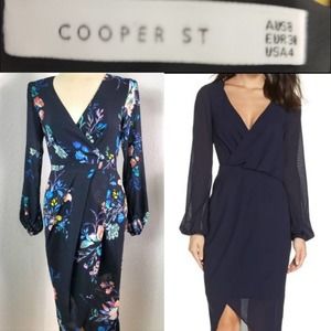 COOPER ST GINGER FLORAL ASYMMETRICAL FAUX WRAPPED DRESS SZ 4
